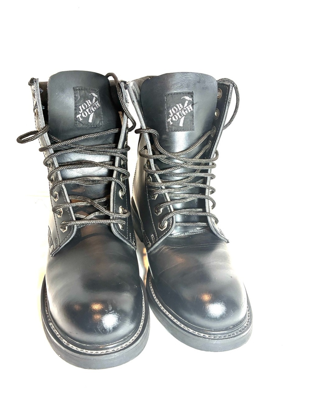 Job Tough Men’s Steel Toe Work Boots Black Lace-Up Safety Boots Size 9.5